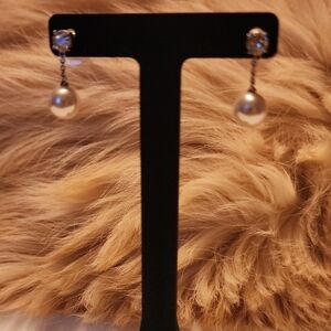 Origami Owl Silver Pearl Drop Earrings